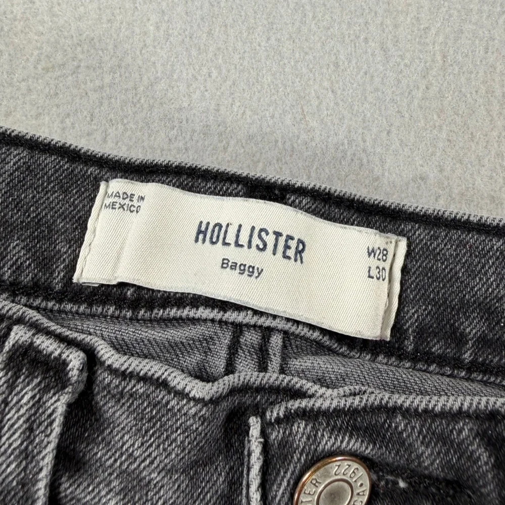 Y2K Hollister Baggy Jeans Mens 28x30 Washed Black High Rise Straight